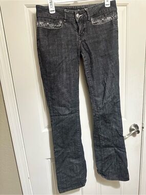Marciano Dark Gray Boot-Cut Jeans with Patterned Pocket Trim